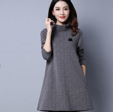 1A-351實(shí)拍2016秋冬新款夾棉文藝范休閑大碼女裝長袖高領(lǐng)連衣裙3299產(chǎn)品詳解